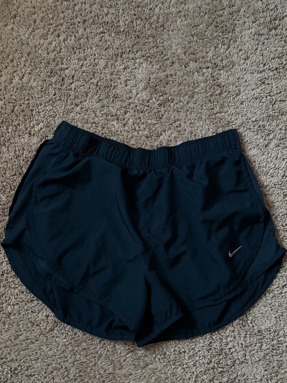Nike Women's Dark Blue Athletic Running Shorts with Swoosh